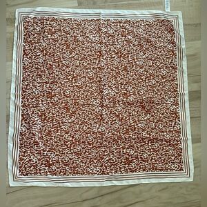 Brown white printed satin scarf/hair accessory purse accessory